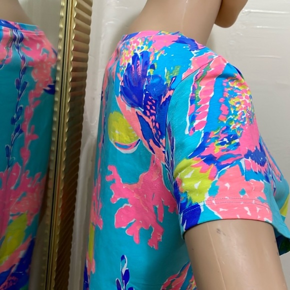 Lilly Pulitzer Michelle V-Neck top schorely blue and pink - Picture 10 of 15